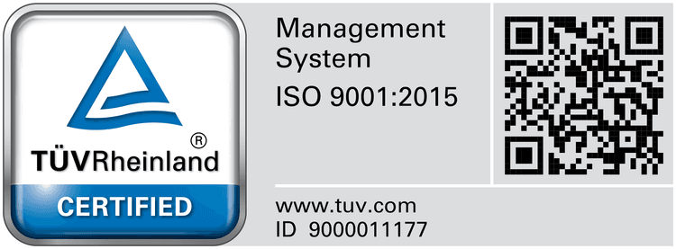 Sello TÜV Rheinland — Sistema de Gestión certificado bajo ISO 9001:2015